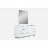Navi Dresser Double High Gloss White - With Mirror 