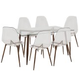 LumiSource Clara Dining Set - Walnut - Perspective