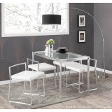 LumiSource Fuji Dining Set - White - Lifestyle