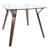 LumiSource Folia Dinette Table - Walnut + Clear Glass