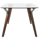 LumiSource Folia Dinette Table - Walnut + Clear Glass