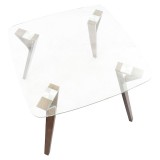 LumiSource Folia Dinette Table - Walnut + Clear Glass
