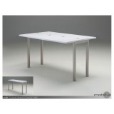 Dining Alure Dining Table High Gloss White with Brushed Stainless Steel - Lifestyle