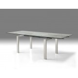 Cantro Extending Dining Table Clear Glass with Brushed Stainless Steel