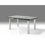 Cantro Extending Dining Table Clear Glass with Brushed Stainless Steel