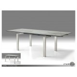 Cantro Extending Dining Table Clear Glass with Brushed Stainless Steel