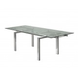 Cantro Extending Dining Table Clear Glass with Polished Stainless Steel
