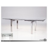 Cantro Extending Dining Table Clear Glass with Polished Stainless Steel