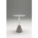 Cayo Dining Table Grey Concrete Texture with White Galvanized Powder Coated Steel