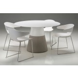 Maldives 49"/63" Round Dining Table White Solid Surface with Fiber Concrete Base - With Chairs