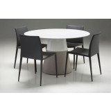 Maldives 49"/63" Round Dining Table White Solid Surface with Fiber Concrete Base - Lifestyle