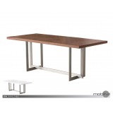 Remi Dining Table Natural Walnut/Matte White with Brushed Stainless Steel