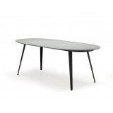 Tulum Dining Table Grey Epoxy with Black Powder Coated Steel - White BG