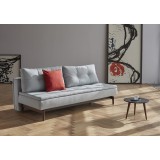 Dual Sofa With Dark Wood Legs  and Soft Pacific Pearl Fabric - Lifestyle