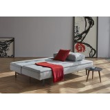 Dual Sofa With Dark Wood Legs  and Soft Pacific Pearl Fabric - Lifestyle