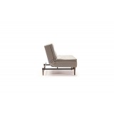 Splitback Dublexo Chair in Brass Legs and Mixed Dance Natural Fabric - Side Angled