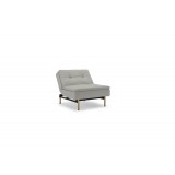 Splitback Dublexo Chair in Brass Legs and Begum Light Gray Fabric - Semi-Reclined