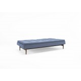 Splitback Dublexo Sofa in Soft Indigo Blue Fabric and Dark Wood - Fully Folded