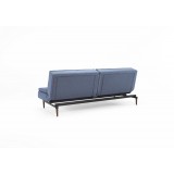Splitback Dublexo Sofa in Soft Indigo Blue Fabric and Dark Wood - Back