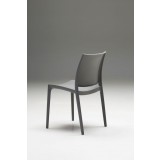 Vata Dining Chair Grey Polypropylene Dining Chair - Back Angle
