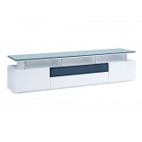 Taylor TV Unit High Gloss White With Gray Glass - Angled