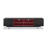 Cleveland Tv Unit In Smoke Oak Veneer And Red Shelf - White