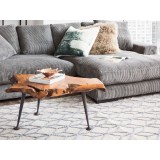 Natural Teak Coffee Table W/ Cast Iron Legs
