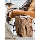 Natural Teak Wood End Table - Lifestyle