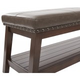 mery Entry Bench with Mocha Rustic Bonded Leather - Corner