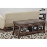 mery Entry Bench with Mocha Rustic Bonded Leather - Actual