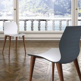 Evalyn Chair White Seat With Anthracite In Walnut Painted Legs - Lifestyle