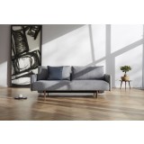 Innovation Living Frode Sofa In Twist Granite Upholstered Arms and Dark Wood Legs - Front