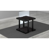 Furnitech 24" Art Deco End Table with Italian engineered Veneers and High Gloss Black Lacquer Solid wood Frame