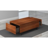 Furnitech Signature 48" Mid-Century Modern Coffee Table in Iron Wood - Open