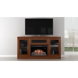 Furnitech 70" Transitional TV Console w/ 25" Electric Fireplace-Light Cherry 
