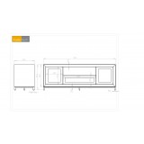 Furnitech Signature Home 78" Contemporary Ebony Oak TV Stand Media Console with Gold Steel Base