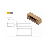 Furnitech Signature Home 78" Contemporary Ebony Oak TV Stand Media Console with Gold Steel Base - Schematic 2 