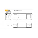Furnitech Signature Home 78" Contemporary Ebony Oak TV Stand Media Console with Gold Steel Base - Schematic 1