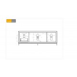 Furnitech Signature Home 78" Contemporary Ebony Oak TV Stand Media Console with Gold Steel Base - Rear Schematic