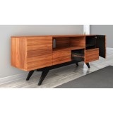 Furnitech Signature Mid-Century Modern TV Console In Wood - Perspective