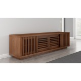 Furnitech 82" 82” Rustic Contemporary TV Stand Media Console Natural Walnut Finish - Perspective