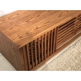Furnitech 82" 82” Rustic Contemporary TV Stand Media Console Natural Walnut Finish - Closeup