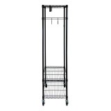 Garment Rack with Adjustable Shelves with Hooks - Black - Side