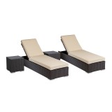 Wicker Solana Chaise With Cushions In Canvas Antique Beige With Self Welt  - In Set