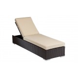 Wicker Solana Chaise With Cushions In Canvas Antique Beige With Self Welt - Small