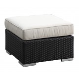 Wicker Solana Ottoman With Cushions - White BG