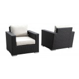 Solana Wicker Club Chair With Cushions - Front and Back