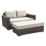 Coronado Wicker Loveseat With Cushions with Ottoman