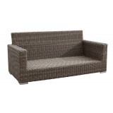 Coronado Wicker Loveseat With Cushions In Canvas Antique Beige With Canvas Cocoa Welt - Without Cushion