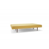 Recast Sofa in Soft Mustard With Dark Wood Legs - Fully Folded